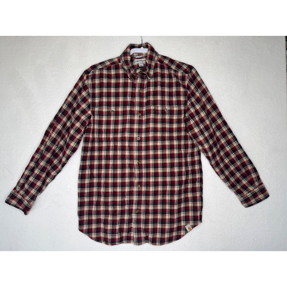 Carhartt Shirt‎ Mens Medium Red Plaid Rugged Flex Relaxed Flannel Long Sleeve